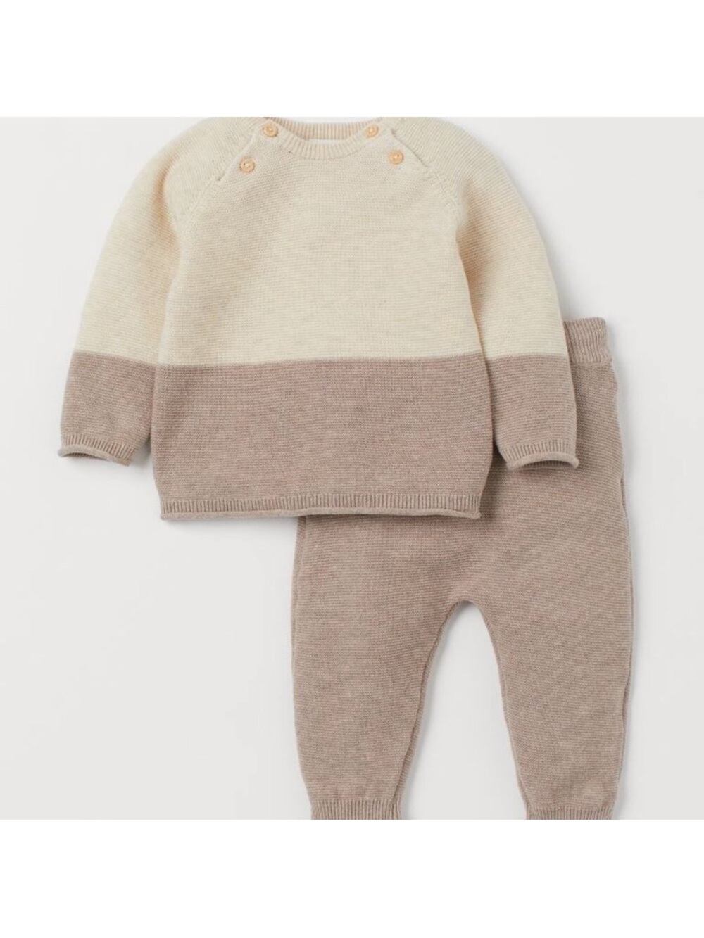 H&M Cream and Taupe Knit Baby Matching Set